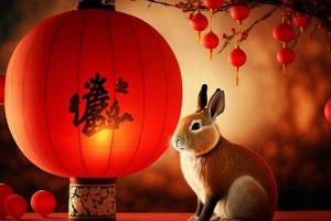 chinese new year celebration with rabbit photo