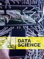 Data science, business, internet and technology concept on server room background. photo