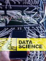 Data science, business, internet and technology concept on server room background. photo