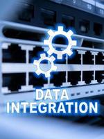 Data integration information technology concept on server room background. photo