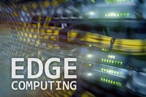 EDGE computing, internet and modern technology concept on modern server room background. photo