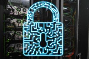 Cyber Security lock icon Information Privacy Data Protection internet and Technology concept. photo