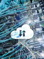 CLoud server and computing, data storage and processing. Internet and technology concept. photo