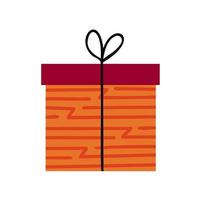 caja de regalo naranja con papel de regalo en zig zag. ilustración para fondos, portadas y empaques. la imagen se puede utilizar para tarjetas de felicitación, carteles y pegatinas. aislado sobre fondo blanco. vector