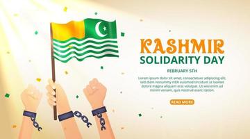 Kashmir solidarity day background with raised hands and flag under the sunlight vector
