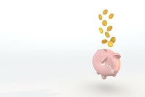 3d piggy bank and gold coint floating a economy financial concept for saving money photo