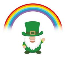 Vector St. Patricks Day Symbol Illustration With A Leprechaun And A Rainbow Isolated On A White Background.