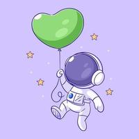 Astronaut is flying with balloon vector