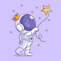 Astronaut catching stars in the sky vector