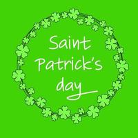 Saint Patrick's Day banner. Square card for Patrick day with circle frame from shamrock. Vector illustration.