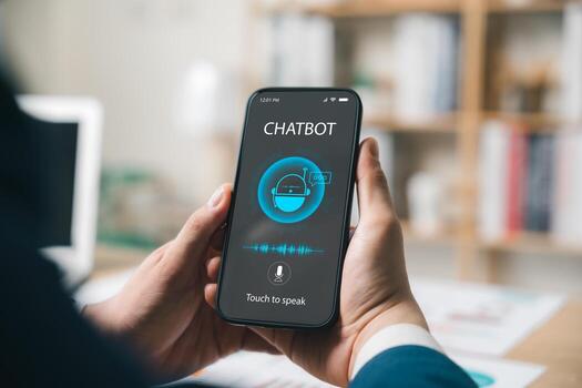 AI Chatbot intelligent digital customer service application concept, computer mobile application uses artificial intelligence chatbots automatically respond online messages to help customers instantly photo