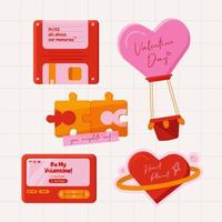 colecciones de elementos del día de san valentín en ilustración plana vector