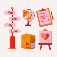 Valentines Day Element Collections in Flat Illustration vector
