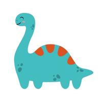 Cute cartoon dino. Design for kids. Hand drawn colored flat vector illustration isolated on white background.