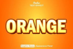 efecto de texto naranja con estilo gráfico y editable. vector