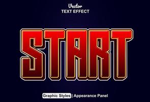 start text effect with graphic style and editable. vector