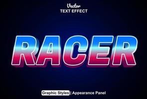 racer text effect with graphic style and editable. vector