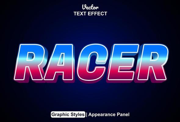 racer text effect with graphic style and editable.