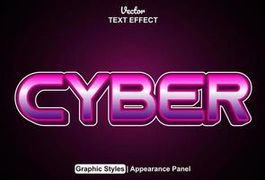 cyber text effect with graphic style and editable. vector