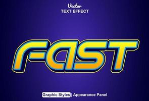 fast text effect with graphic style and editable. vector