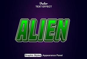 alien text effect with graphic style and editable. vector