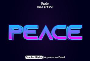 peace text effect with graphic style and editable. vector