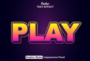 text effect play with graphic style and editable. vector