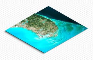 Modelo 3d de la isla bahamas. mapa isométrico terreno virtual 3d para infografía foto
