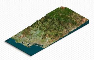 Modelo 3d de san diego, california, estados unidos. mapa isométrico terreno virtual 3d para infografía foto