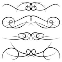 Set of vintage decorative curls, swirls, monograms and calligraphic borders. Line drawing design elements in black color on white background. Vector illustration.