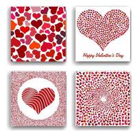 Set of four backgrounds with red hearts. Symbol of love. Elements for wedding template. vector