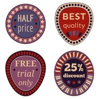 Set of Vector Badges with Ribbons. Web stickers and labels. Isolated vector illustration.