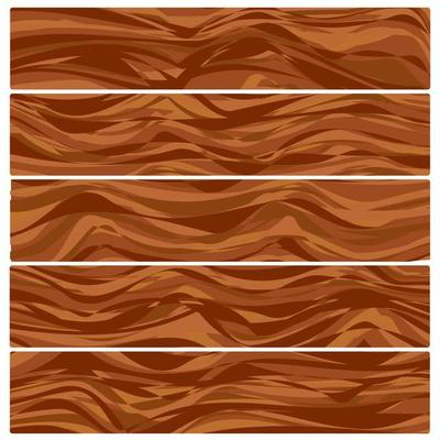 Five wooden boards. Vector abstract wood texture in flat design.