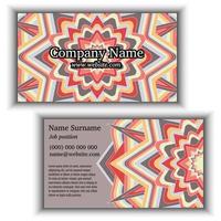 Vector vintage business card. Geometric mandala ornament. Front page and back page.