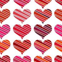 Seamless pattern with red hearts. Different red hearts on a white background. Vector valentine illustration.