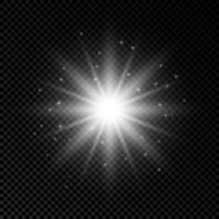 Light effect of lens flares. White glowing lights starburst effects with sparkles on a transparent background. Vector illustration