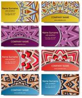 Set of vector visiting card with mandala. Geometric mandala pattern and ornaments. Front page and back page.