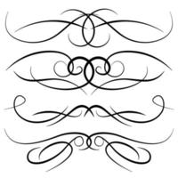 Set of vintage decorative curls, swirls, monograms and calligraphic borders. Line drawing design elements in black color on white background. Vector illustration.