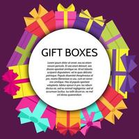 Background with a colorful gift boxes. Vector illustration.