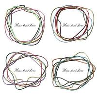 Set of Hand Drawn Scribble in Elliptical Form. Abstract vector banners elements.