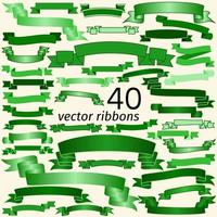 Set of Green Empty Ribbons And Banners. Ready for Your Text or Design. Isolated vector illustration.