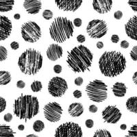 Seamless pattern with hand drawn black circle scribble smear. Abstract grunge texture. Vector illustration