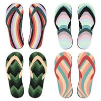 Set of Beach Slippers. Colorful Summer Flip Flops Over White Background vector