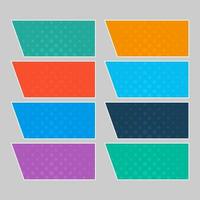 Set of multi colored pop art banners. Halftone comic template with place for your text for design. Vector illustration