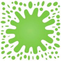 Big green splash with lots of small splashes on a white background. Vector illustration