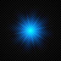 Light effect of lens flares. Blue glowing lights starburst effects with sparkles on a transparent background. Vector illustration