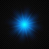 Light effect of lens flares. Blue glowing lights starburst effects with sparkles on a transparent background. Vector illustration