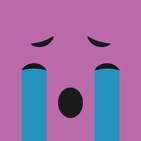 Crying face on color background. Vector illustration