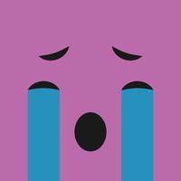 Crying face on color background. Vector illustration