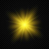 Light effect of lens flares. Yellow glowing lights starburst effects with sparkles on a transparent background. Vector illustration